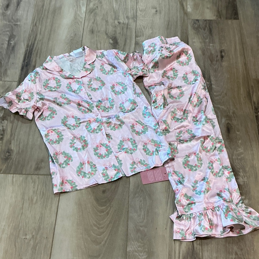Ivy City Co Pink and Green Kids Pajama Set